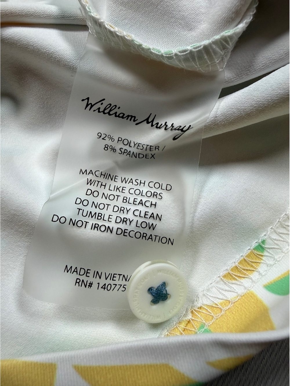 William Murray Golf Sandy Tiles Polo Mens Medium White Green Yellow NWT - Picture 9 of 9